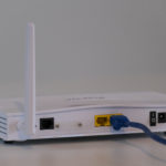 Wireless router for a home network with an ethernet cable out back