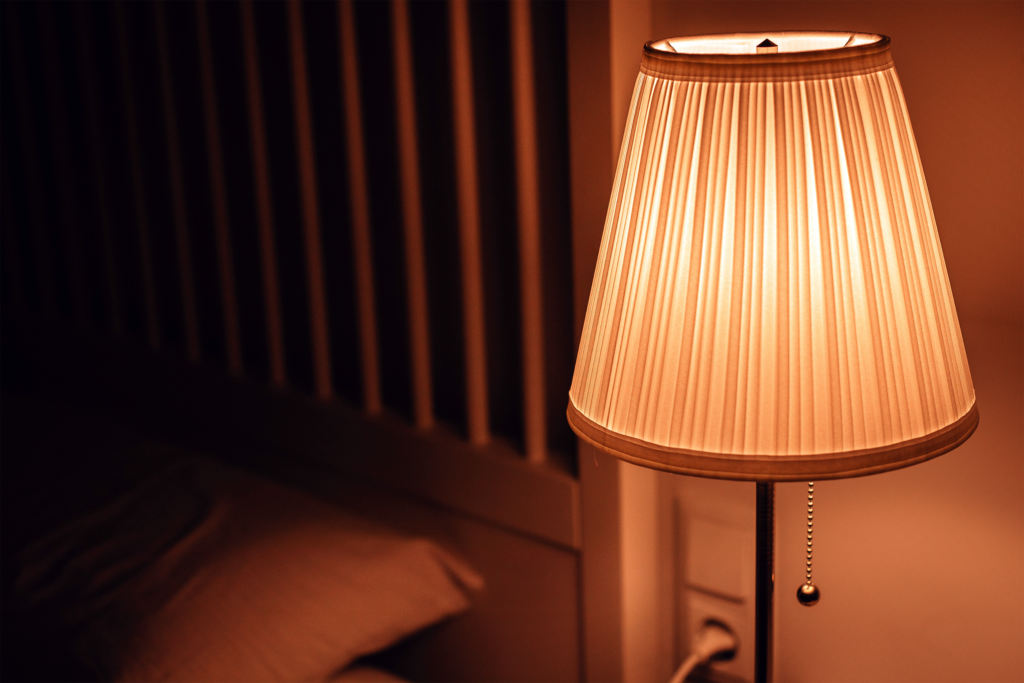 Photograph of a lamp in a room