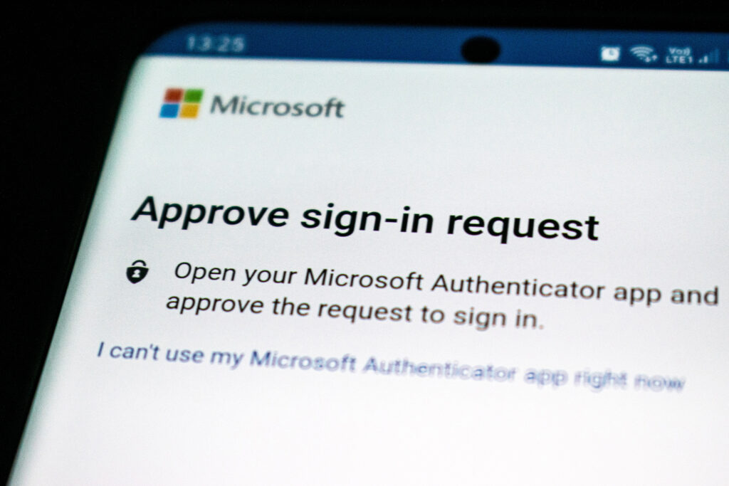 Image of a 2 Factor Authentication request from Microsoft on a smart phone